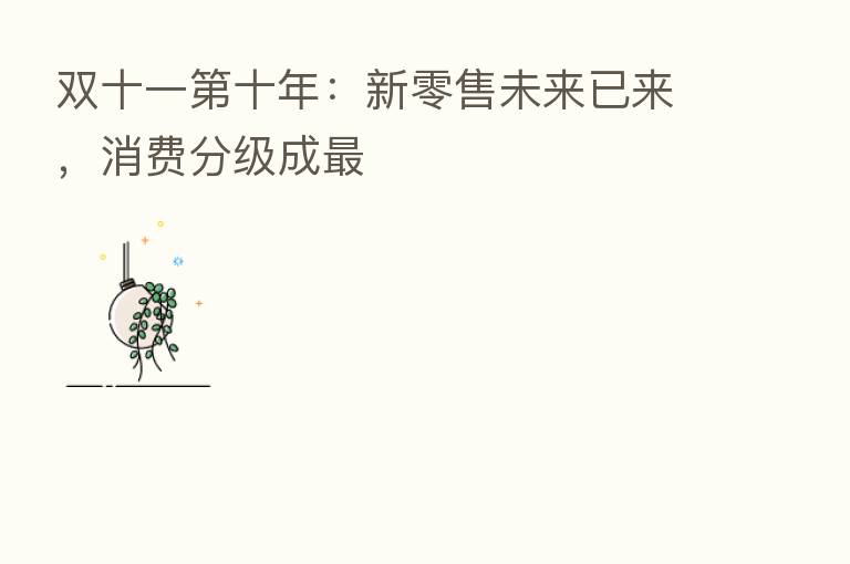 双十一 十年:新零售未来已来,消费分级成