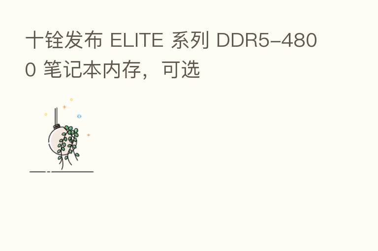 十铨发布 ELITE 系列 DDR5-4800 笔记本内存,可选