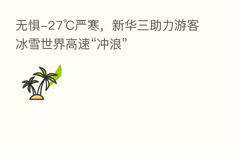 无惧-27℃严寒,新华三助力游客冰雪世界高速“冲浪”