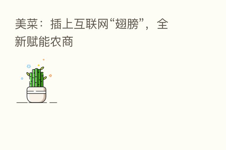 美菜:插上互联网“翅膀”,全新赋能农商