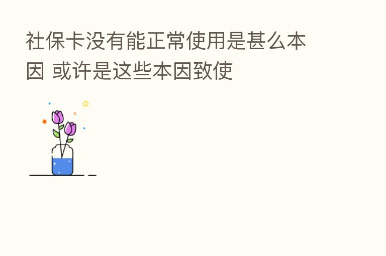 社保卡没有能正常使用是甚么本因 或许是这些本因致使