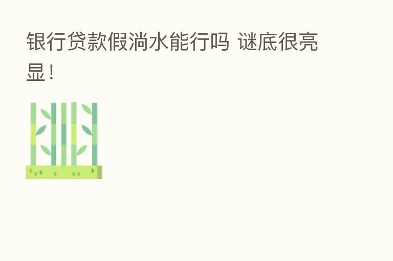 银行贷款假淌水能行吗 谜底很亮显!