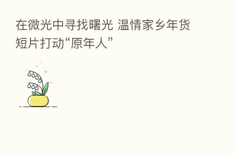 在微光中寻找曙光 温情家乡年货短片打动“原年人”