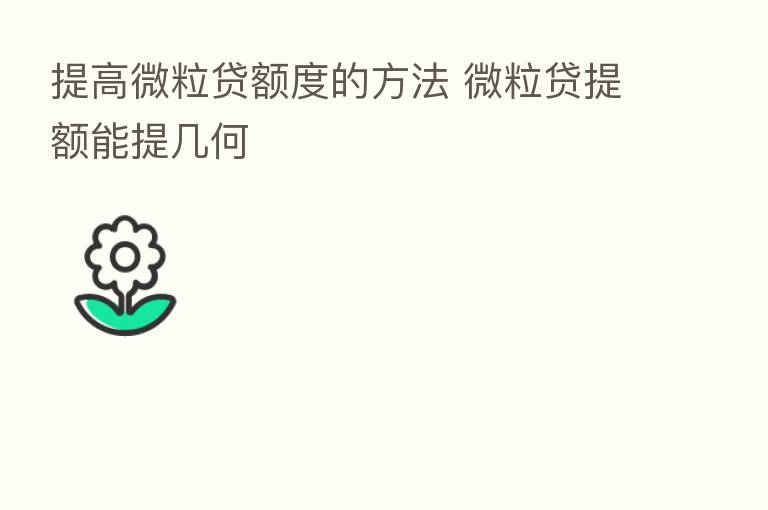 提高微粒贷额度的方法 微粒贷提额能提几何
