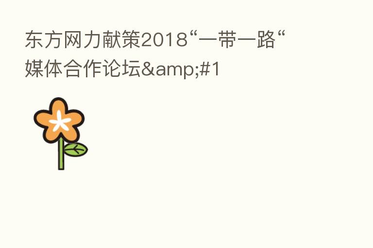 东方网力献策2018“一带一路“媒体合作论坛