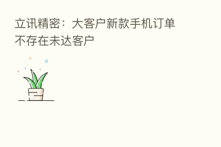 立讯精密:大客户新款手机订单不存在未达客户