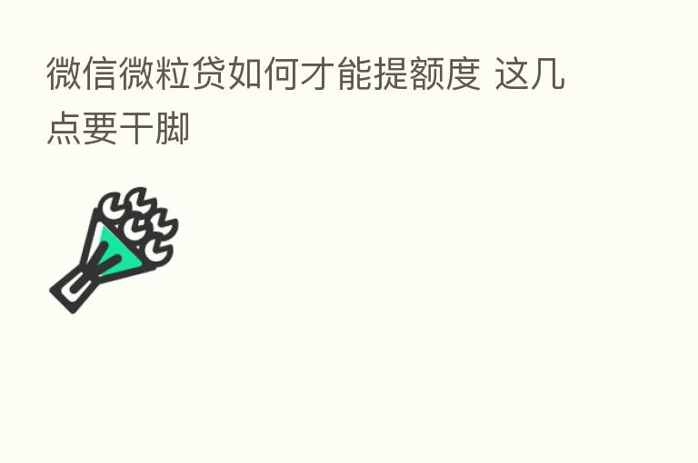 微信微粒贷如何才能提额度 这几点要干脚