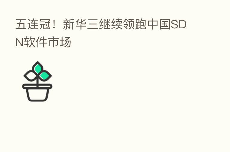 五连冠!新华三继续领跑中国SDN软件市场