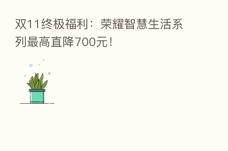 双11终极福利: 智慧生活系列 高直降700元!