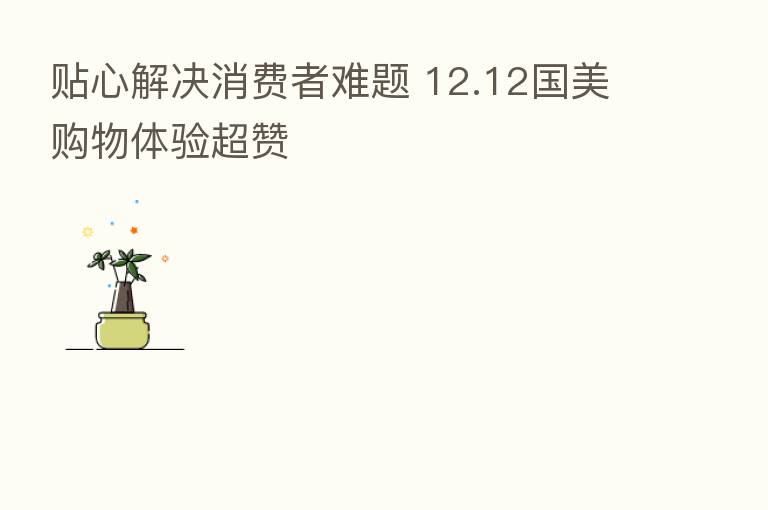 贴心解决消费者难题 12.12国美购物体验超赞