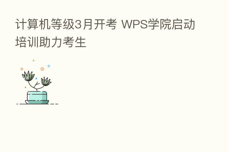 计算机等级3月开考 WPS学院启动培训助力考生