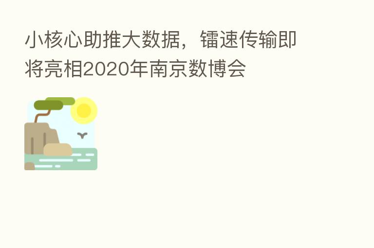 小核心助推大数据,镭速传输即将亮相2020年南京数博会