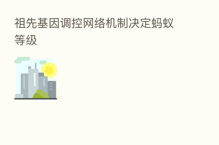 祖先基因调控网络机制决定蚂蚁等级