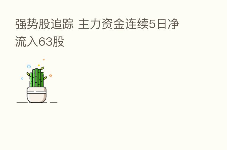 强势股追踪 主力资金连续5日净流入63股