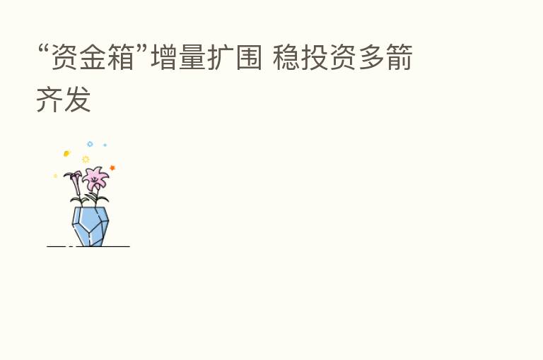 “资金箱”增量扩围 稳投资多箭齐发