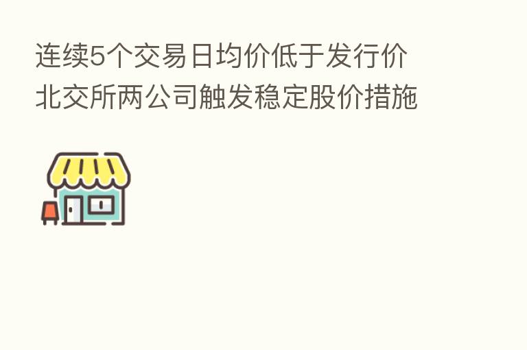 连续5个交易日均价低于发行价 北交所两公司触发稳定股价措施启动条件