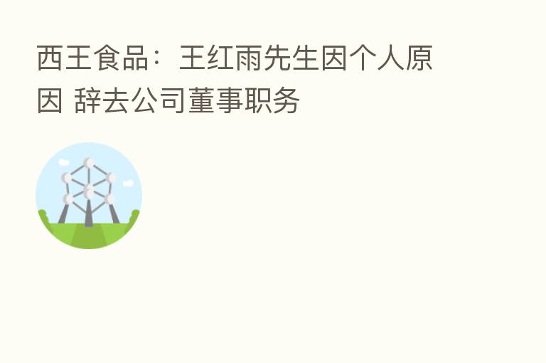 西王食品:王红雨先生因个人原因 辞去公司董事职务