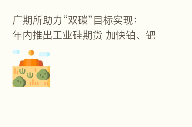 广期所助力“双碳”目标实现:年内推出工业硅期货 加快铂、钯等期货品种上市