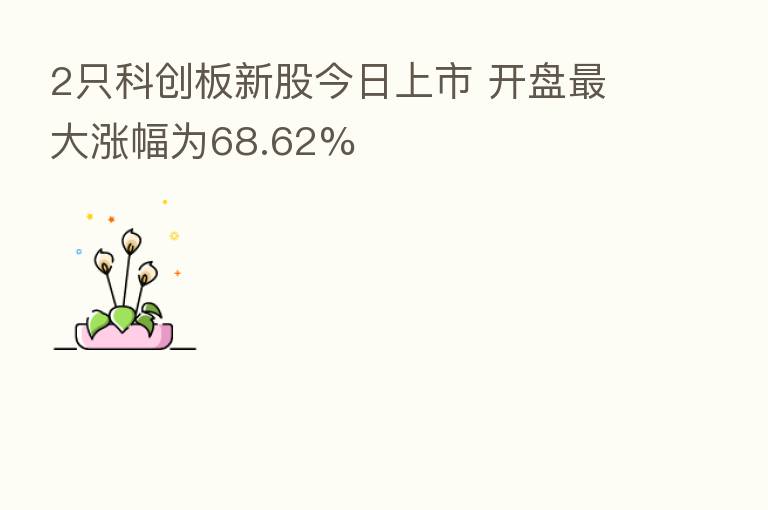 2只科创板新股今日上市 开盘 大涨幅为68.62%