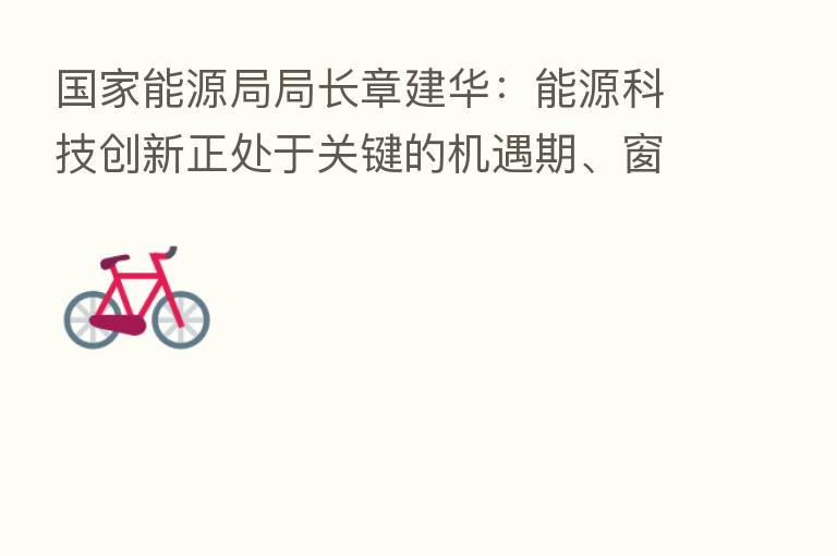 国家能源局局长章建华：能源科技创新正处于关键的机遇期、窗口期