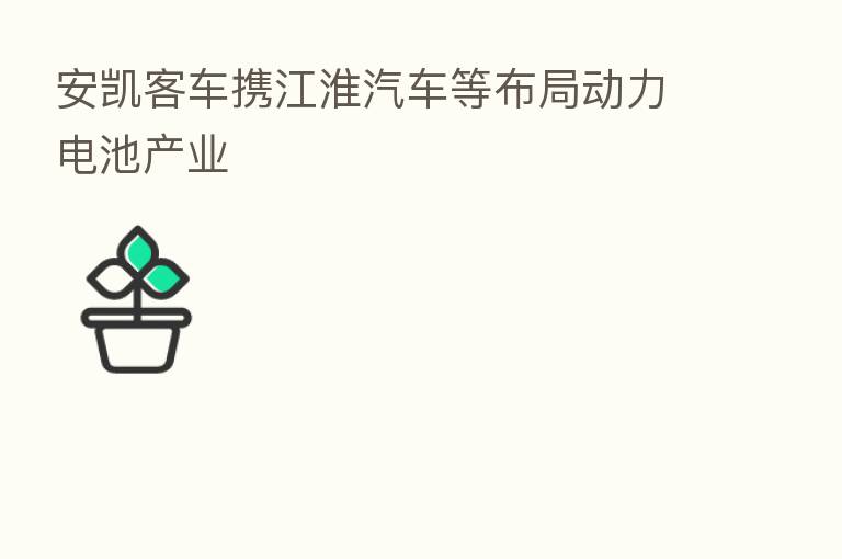 安凯客车携江淮汽车等布局动力电池产业