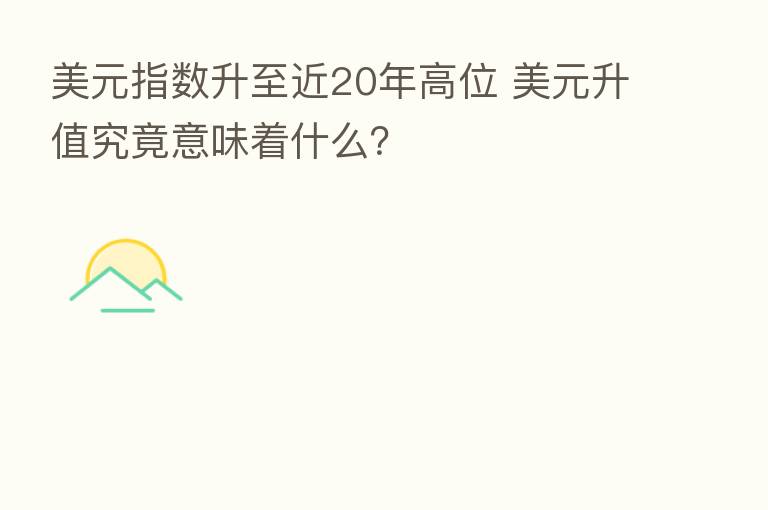 美元指数升至近20年高位 美元升值究竟意味着什么?