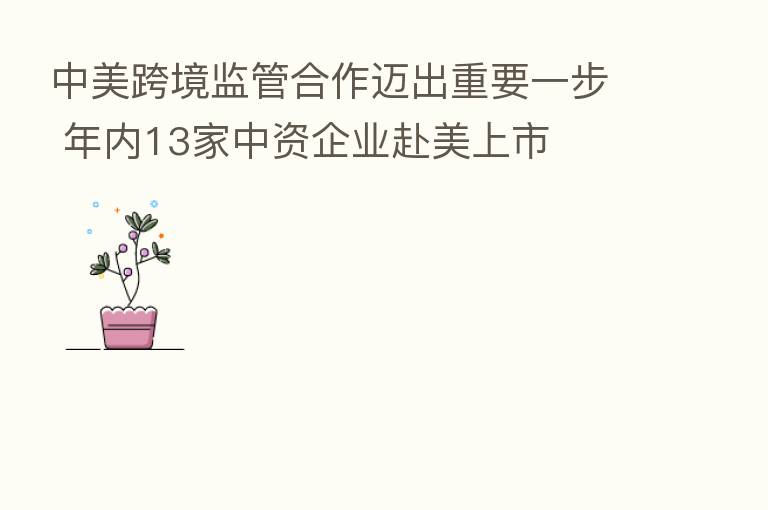 中美跨境监管合作迈出重要一步 年内13家中资企业赴美上市