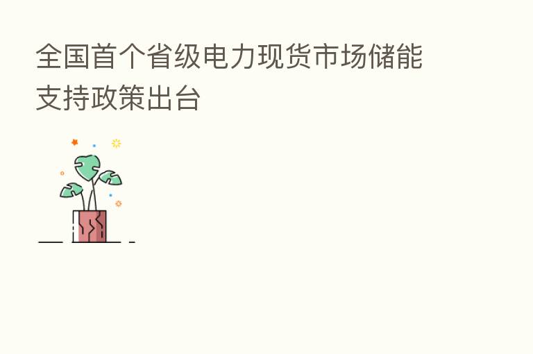 全国首个省级电力现货市场储能支持政策出台