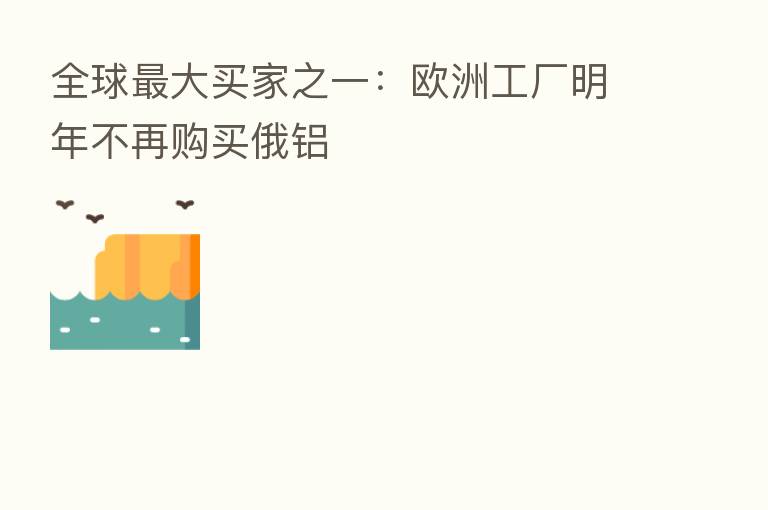 全球 大买家之一:欧洲工厂明年不再购买俄铝