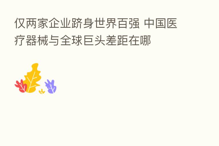 仅两家企业跻身世界百强 中国医疗器械与全球巨头差距在哪