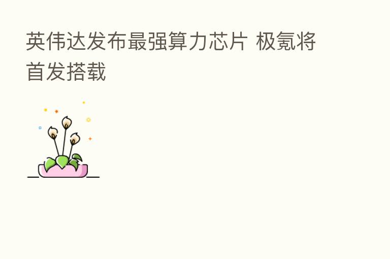 英伟达发布   强算力芯片 极氪将首发搭载