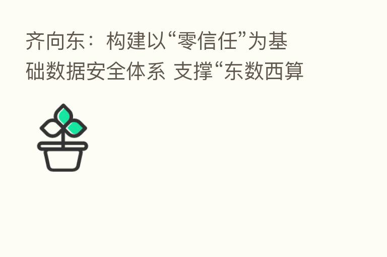 齐向东:构建以“零信任”为基础数据安全体系 支撑“东数西算”安全发展