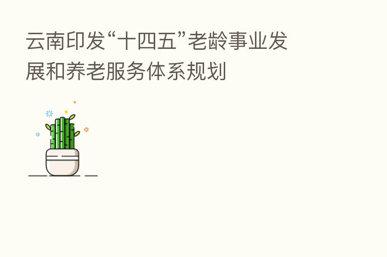 云南印发“十四五”老龄事业发展和养老服务体系规划
