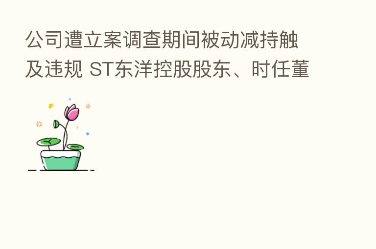 公司遭立案调查期间被动减持触及违规 ST东洋控股股东、时任董事长等遭山东证监局出具警示函
