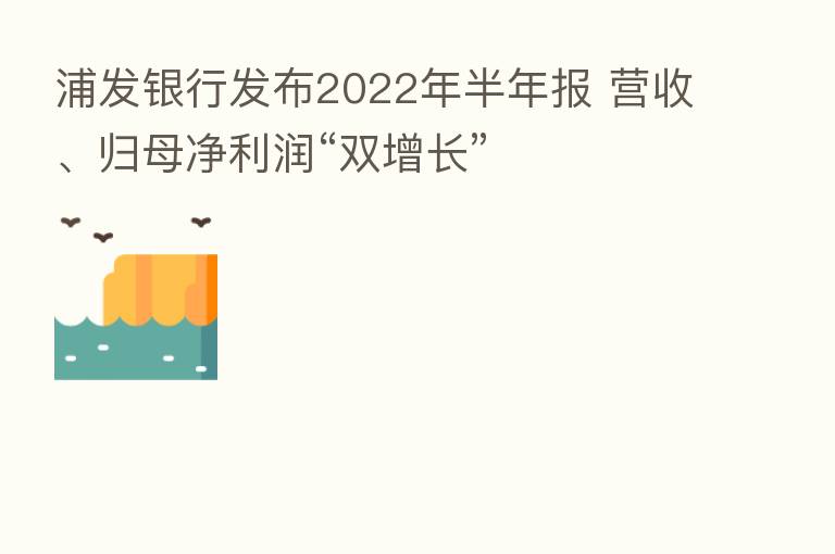 浦发银行发布2022年半年报 营收、归母净利润“双增长”