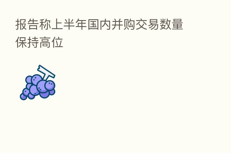 报告称上半年国内并购交易数量保持高位