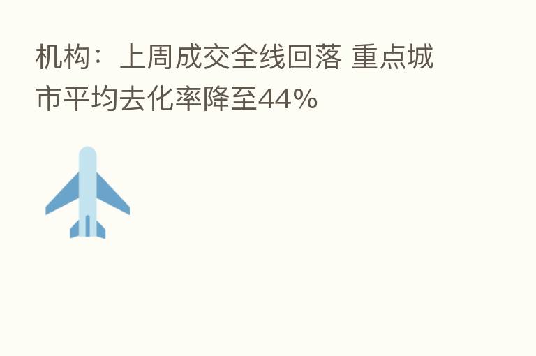 机构:上周成交全线回落 重点城市平均去化率降至44%