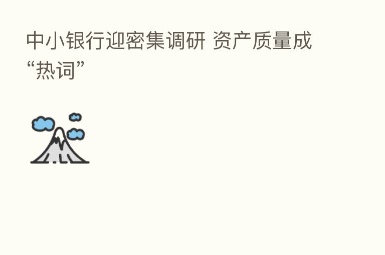 中小银行迎密集调研 资产质量成“热词”