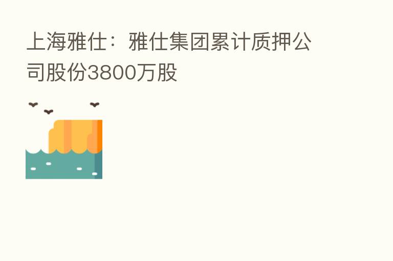 上海雅仕:雅仕集团累计质押公司股份3800万股