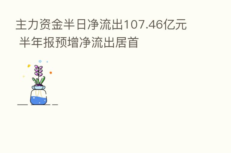 主力资金半日净流出107.46亿元 半年报预增净流出居首