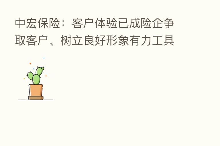 中宏 :客户体验已成险企争取客户、树立良好形象有力工具