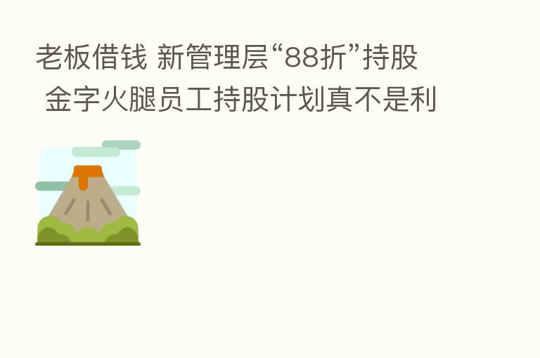 老板借前 新管理层“88折”持股 金字火腿员工持股计划真不是利益输送?