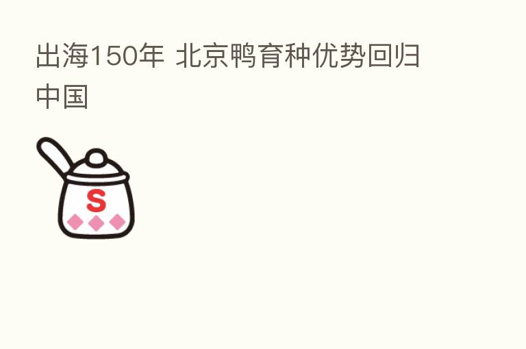 出海150年 北京鸭育种优势回归中国