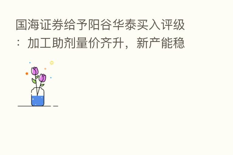 国海证券给予阳谷华泰买入评级:加工助剂量价齐升,新产能稳步推进