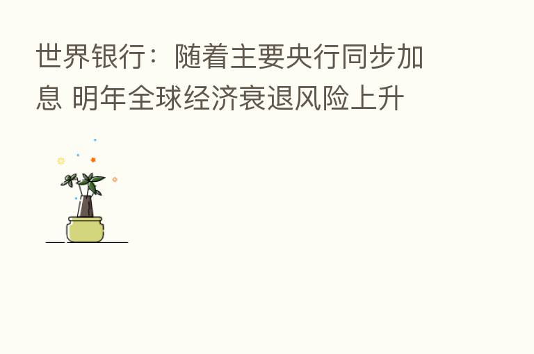 世界银行:随着主要央行同步加息 明年全球经济衰退风险上升