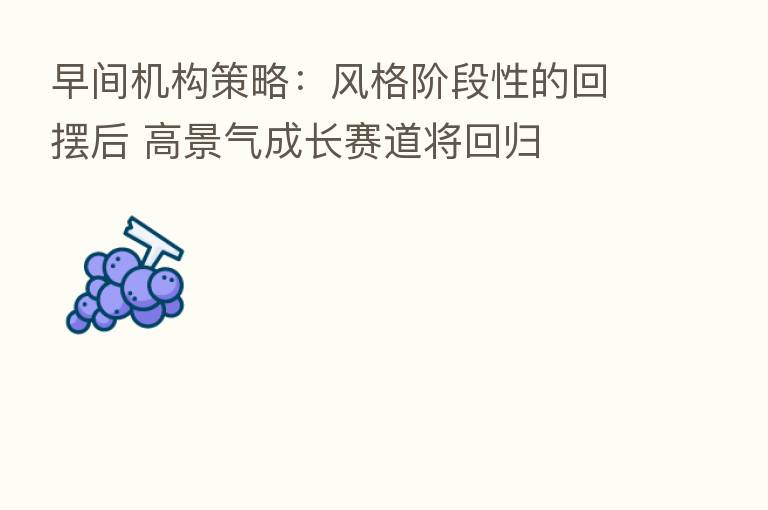 早间机构策略:风格阶段性的回摆后 高景气成长赛道将回归