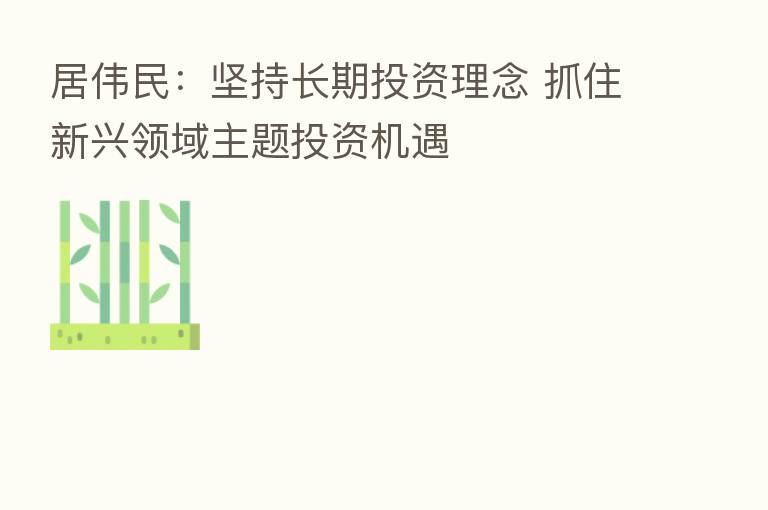 居伟民:坚持长期投资理念 抓住新兴领域主题投资机遇