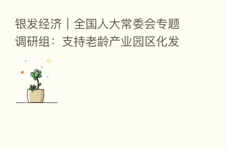 银发经济|全国人大常委会专题调研组:支持老龄产业园区化发展 形成产业集聚