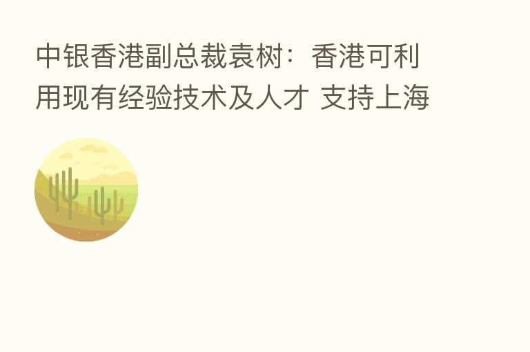 中银香港副总裁袁树:香港可利用现有经验技术及人才 支持上海进一步完善金融市场体系制度
