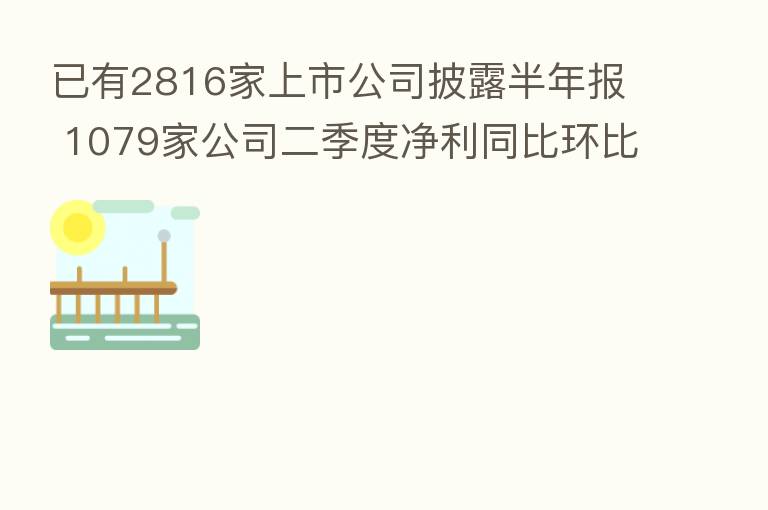 已有2816家上市公司披露半年报 1079家公司二季度净利同比环比双增 通信、电力设备等四行业凸显成长性